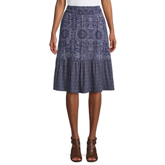 St. John's Bay Floral Jersey Pleated Skirt - Picture 1 of 2